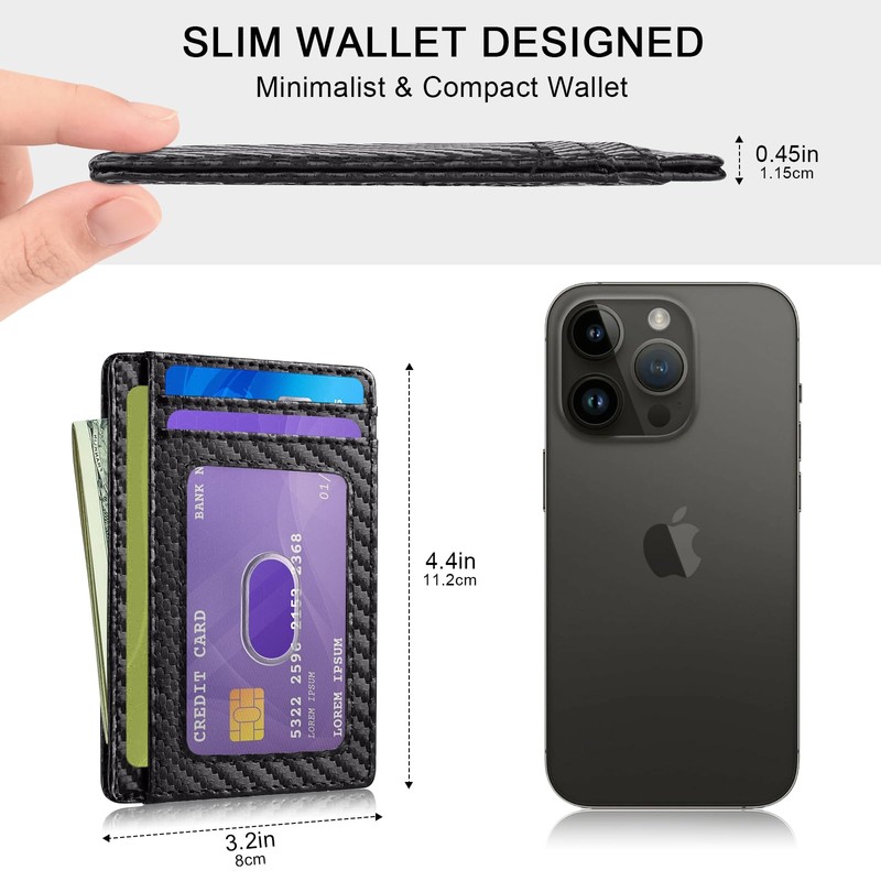Vancle Slim RFID Wallets for Men Women, Minimalist Thin Front