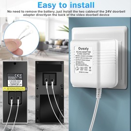 Ousaly Doorbell Power Adapter, 24V Transformer Compatible with Ring Doorbell,Video Doorbell,Nest, Ecobee, Sensi and Honeywell Thermostats, 24 Volt 500mA C-Wired AC Plug in Cord,C Wire Adapter 26.2FT