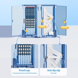 HXBEE Book Stand, Pencil Case and Folding Reading Bookcase, 2 in 1 Multi-functional Double Layer Pen Case, Portable, Girl, Office, Students, Stationery Supplies