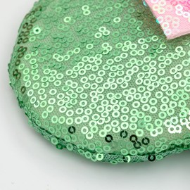 Mouse Ears Headbands Shiny Bows Mouse Ears Glitter Party Princess Decoration Cosplay Costume for Girls Women (green/Pink)