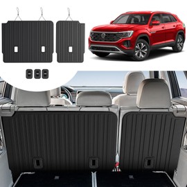 HOUCLEMIC 2nd Backrest Mat for 2018-2025 Volkswagen VW Atlas (Not for Cross Sport)-All Weather TPE Seat Back Cover Protection Kick Mats for 2025 VW Atlas SE SEL Peak Edition Accessories-7 Seats