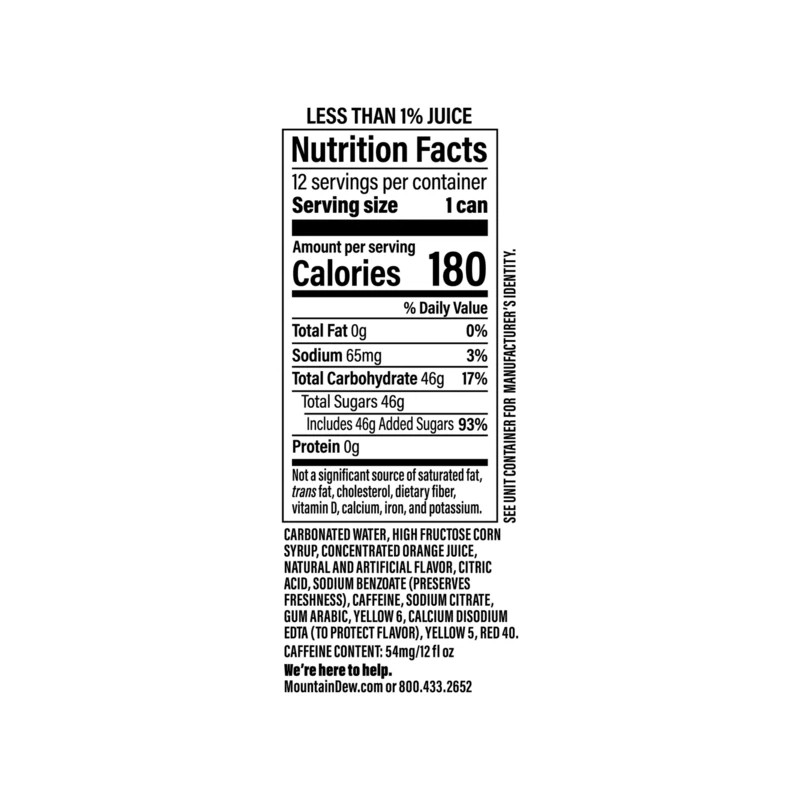 Mountain Dew Live Wire Orange 12 oz. cans 12-Pack Soda