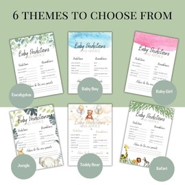 Baby Shower Games - 6 Game Bundle - Eucalyptus, Jungle, Safari, Baby Boy, Baby Girl - 10 Guests Pack (Teddy Bear)