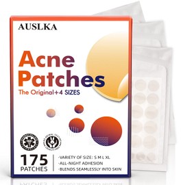 AUSLKA Acne Pimple Patches (175 Patches), Hydrocolloid Acne Pimple Patch for Face Zit Breakouts, Blemish Dots for Face Zit Patch Dots- 4 Size