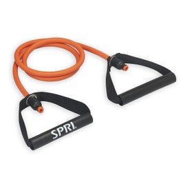 SPRI Bandas de Resistencia con Asas, Bandas de Tubo de Resistencia para Entrenamiento de Fuerza, Fitness, Brazos de Entrenamiento, Pecho, Espalda, Hombros, Naranja, luz