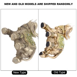 Elephant Figurine, Lucky Feng Shui Elephant Sculpture, Bottom Durability for Office Home (Green L Size)