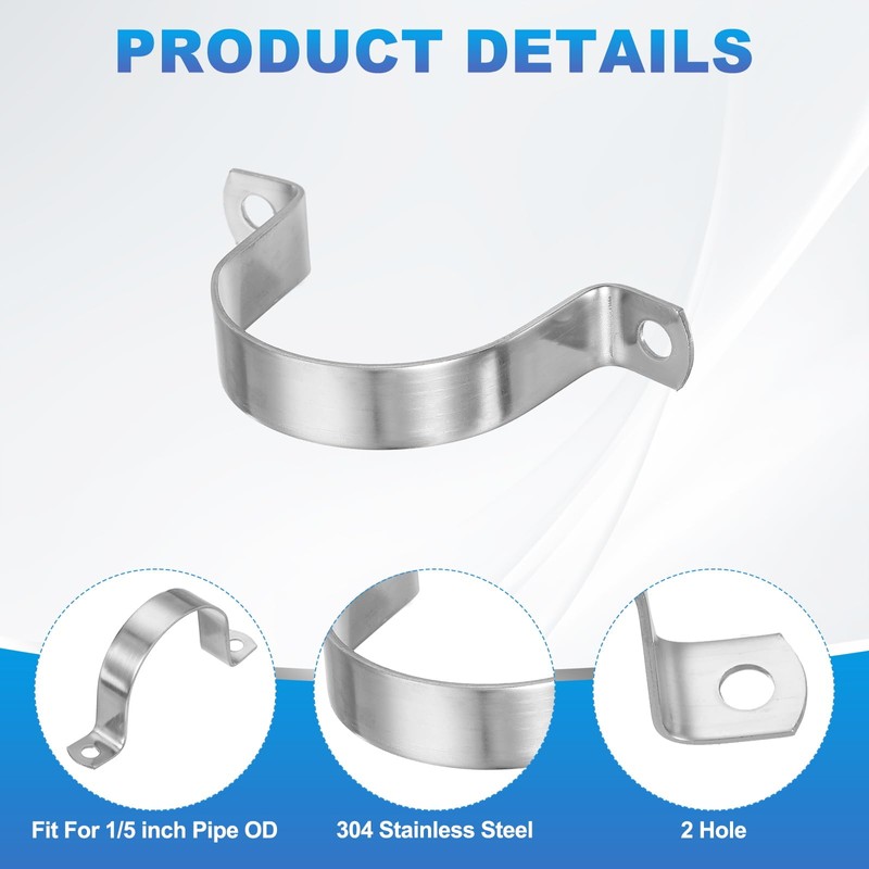 PATIKIL 60mm Rigid Pipe Strap, 5 Pcs 304 Stainless Steel