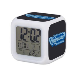 Fabulous Wecker Würfel beleuchtet schwarz – zertifiziert Beste Schwimmerin des Universums Schwimmen Pool – 7,8 x 7,8 x 7,8 cm – Retro Beleuchtung Mehrfarbig LED