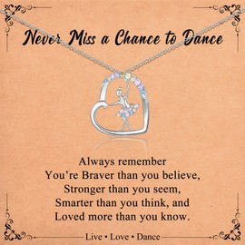 IKIATY Dance Recital Gifts for Girls Women, Ballet Dancer Ballerina Pendant Necklace Jewelry for Daughter Granddaughter Niece Friends Dance Teacher