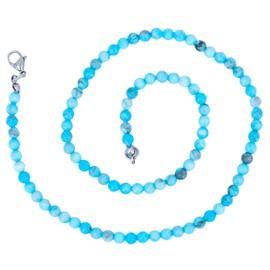Taddart Minerals - Turquoise Coloured Necklace Made from Natural Gemstone Magnesite with 4 mm Balls and 45 cm Length - Handmade, Magnesite