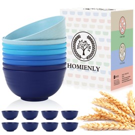 Homienly Unbreakable Cereal Bowls Set of 8-26 OZ Soup Bowls Microwave and Dishwasher Safe Wheat Straw Bowl Assorted Color Dessert Bowls for Serving Soup, Oatmeal, Pasta and Salad (Gradient Blue)