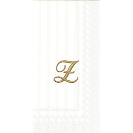 Ideal Home Range 3-Ply Paper Monogram Guest Towel, White/Gold (Pack of 2) (2, Letter Z)