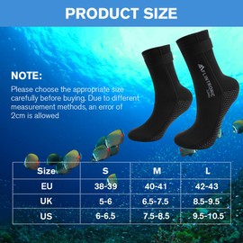 flintronic 3mm Neoprene Socks, Wetsuit Socks Diving Socks, Anti-slip Swimming Socks, Fin Socks for Women Men, Thermal Water Socks for Snorkeling Surfing Sailing Snorkeling Kayaking-S