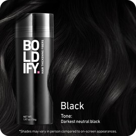 BOLDIFY Hair Fibers (2 x 56g) - Fill In Thinning and Fine Hair for an Instantly Fuller, Thicker Look - 14 Shades for Women & Men - Black