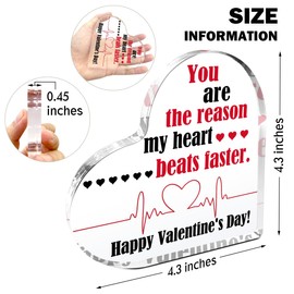 Valentines Day Gifts for Her,Romantic Gift for Women,Couples Gifts Ideas for Girlfriend,Sweet Gifts Gift for Wife Couple,You are the Reason My Heart Beats Faster Acrylic Heart Plaque Sign
