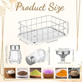 20 Pcs 0.5 oz Cube Shape Small Salt and Pepper Shakers Mini Glass Seasoning Jars with Rack and Funnels Tiny Spice Shakers for Wedding Party Restaurant Kitchen Supplies (Silver)