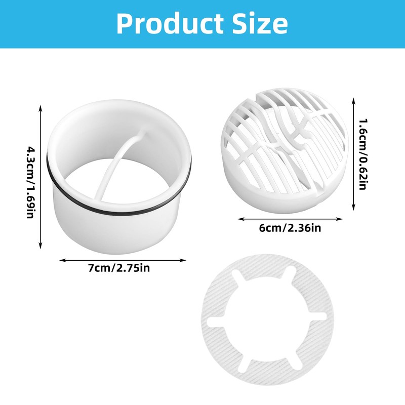 Hair Strainer + Immersion Pipe for Shower Drain Fitting Set,