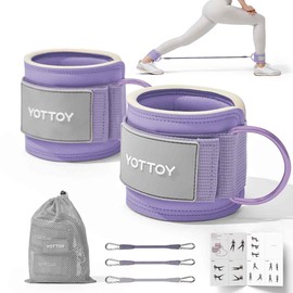 YOTTOY Ankle Resistance Bands with Cuffs, Adjustable Ankle Straps for Leg & Glute Workout, Butt Exercise Bands for Cable Machines Women, Perfect for Hip Fitness & Booty Training (Purple)