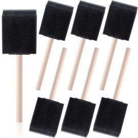 Isslly 7pcs Foam Brush for Painting, 1.97" Sponge Paint Paintbrushes with Wooden Handle, Foam Brushes for Varnishes Staining Cleaning- Black