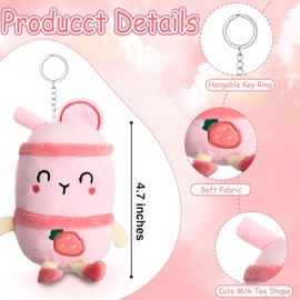 Jerify 16 Pcs Tea Plush Pillow Teacup Shaped Pillow Cup Boba Party Decorations Plush Keychain Mini Stuffed Animals Boba Keychain Small Milk Boba Plushies Boba Toys for Backpack Purse Birthday Favors