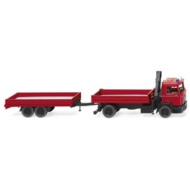 Wiking 060130 H0 Feuerwehr Pritschenhängerzug rot Spur HO 1:87