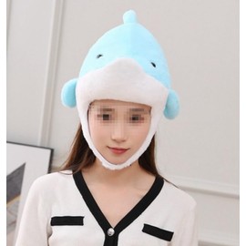 DOKiDOKI Dolphin Hat, Cosplay, Cute, Transformation Mask, Head, Stuffed Toy, Kigurumi, Headwear, Fluffy, Cute, Halloween, Sea Pig Aquarium