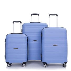 Travelhouse Luggage Set with Double Spinner Wheel,PP Hardside 3 PIECE Suitcase Set with Spinner Wheel, Carry on set with TSA Lock (BLUE)