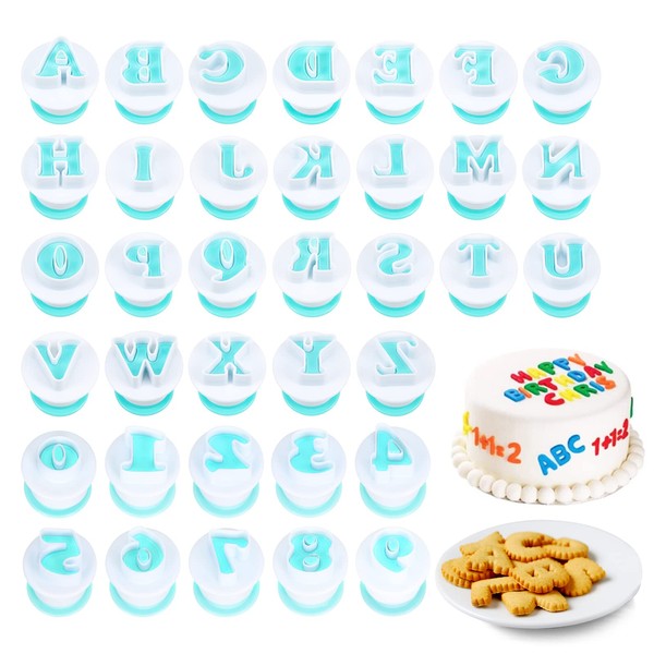 36 Pieces Letter Moulds for Sugar Paste, A-Z Letters Cookie Cutters, 0-9 Numbers Alphabet Biscuit Moulds, Capital Letter Cookie Cutters for Fondant Cakes Pastry Pastry