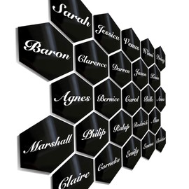 Reofrey 25Pcs Black Hexagon Acrylic Place Card for Wedding Party Dinner Table Special Seat Guest Blanks Handwritten Calligraphy Name Escort Card Signature Logo DIY Label Banquet Event Parties Decor