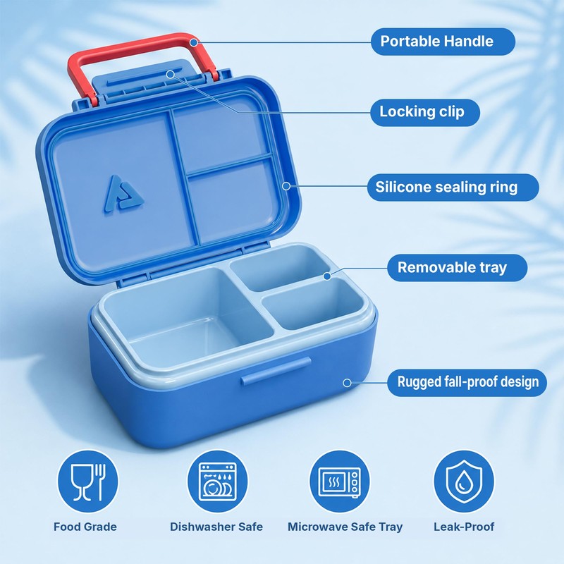 Bento Lunch Box 1283ML/ 43 oz with 391 ML/ 13