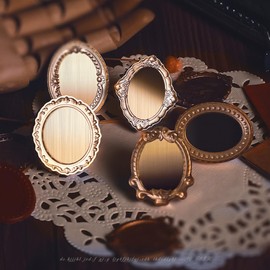 WUERLIN Oval Embossed Frame Wax Seal Stamp 3D Wax Seal Head with Removable Wood Handle Vintage Photo Frame Stamp Design for Wedding Invitations Sealing Envelopes Diplomas Scrapbooking-Style 6