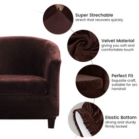 Mingfuxin Velvet Chair Covers for Tubs, Upgraded 2 in 1 Stretch Armchair Sofa Slipcover with Cushion Cover, Non-Slip Club Bucket Chairs, Sofa Couch Covers, Slipcovers