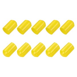 MECCANIXITY 24Pcs Heat Shrink End Cap 40mm ID x 60mm L 2:1 Ratio Heat Shrink Tubing Caps Lined Sealed Waterproof Adhesive for Electrical Wire Cable, Yellow