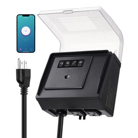 SURAIELEC WiFi Pool Timer for Above-Ground Pools, NEMA 5-15R Plug-in Timer with Dual Outlets, 15A 125V 1HP, Weatherproof PC Cover, Ideal for Pool Pumps, Filters, Lights and Salt Chlorination Systems
