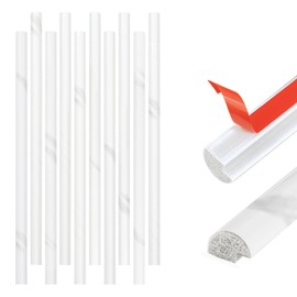 Tilingview 10-Pcs Peel and Stick Tile Edge Trim, 12in Self-Adhesive Tile Edging Decorative Pencil Tile, PVC Molding Tile Trim for Backsplash (White Marble)