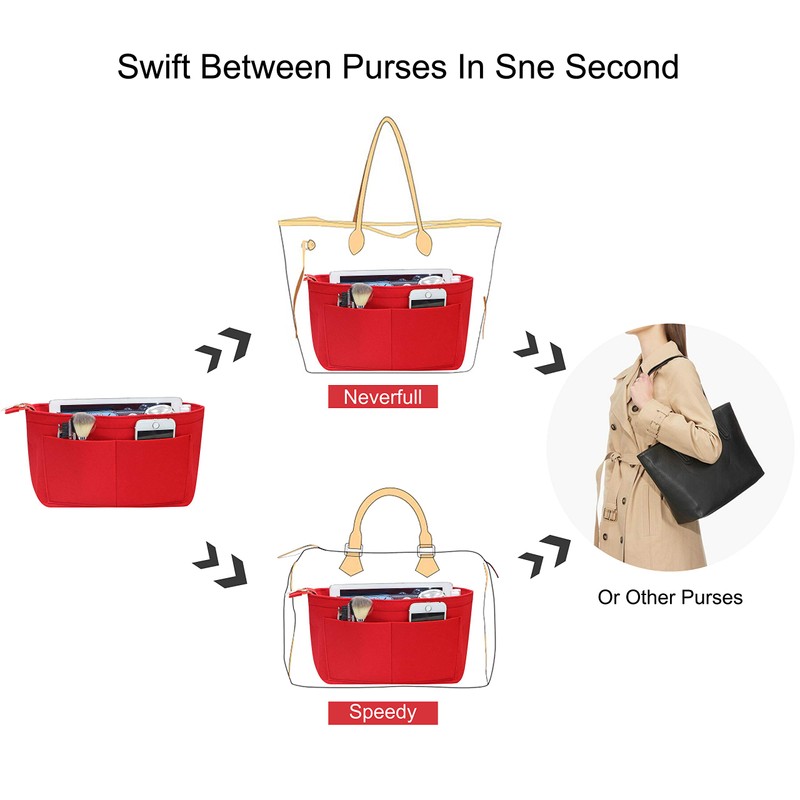Soyizom Felt Handbag Organiser Purse Organiser Felt Insert Bag Organiser