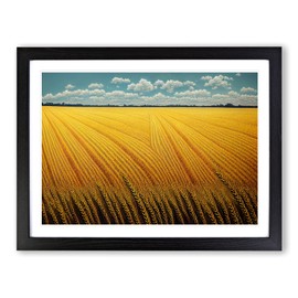 Futuristic Wheat Field H1022 Framed Print for Living Room Bedroom Home Office Décor, Wall Art Picture Ready to Hang, Black A4 Frame (34 x 25 cm)