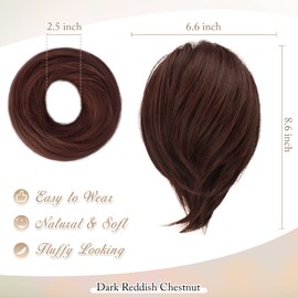 BARSDAR Hairpiece Hair Extensions, Hair Bun Ponytail Extension, Straight Synthetic Hairpiece, Short Ponytail Bun Hair Accessories, Simple Scrunchie for Women, Dark Auburn