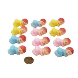 Party Favors Plus 12 small sleeping plastic babies assorted colors 1.5" capias decorations