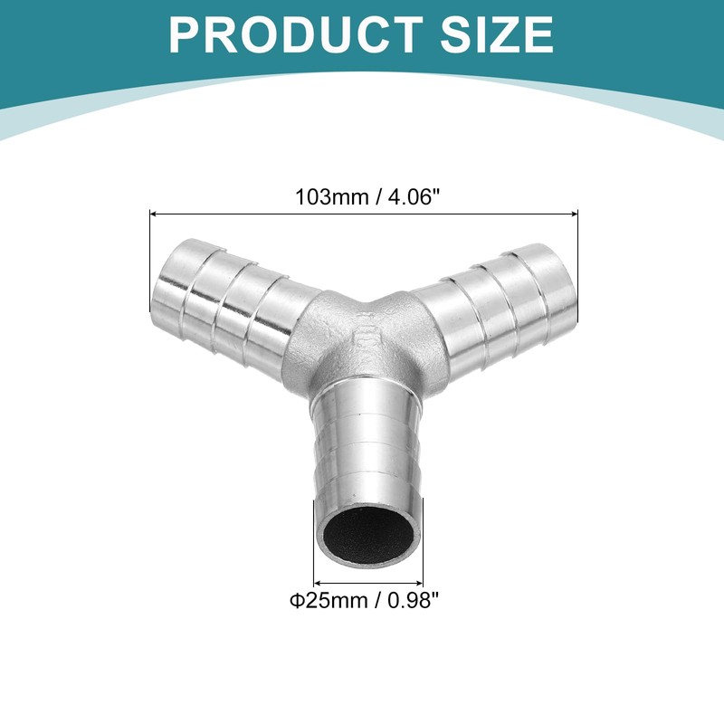 uxcell 1" Y Shape Hose Barb Pipe Fitting, 304 Stainless