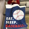 HommomH Sports Fleece Blanket 50" x 60" Eat Sleep Baseball