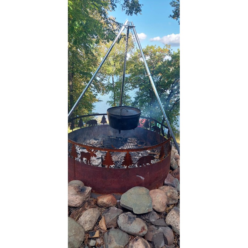 Mann Lake Foldable Stainless Steel Tripod Hanging Pot Stand, Camping