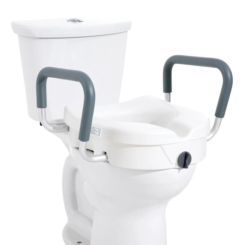 Adjustable 5\" Height Raised Toilet Seat for Elongated Toilets 350