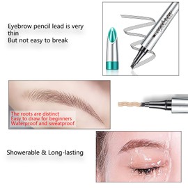 Eyebrow Pencil - Waterproof Tattoo Brow Pen With Fork Tip Long-Lasting Brow Tint For Revolution Makeup Rapid Natural Brow for Beginners (#03 RED BROWN)