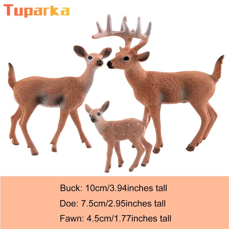 TUPARKA 9Pcs Forest Animals Set, Miniature Figures Woodland Animals Deer