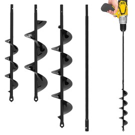 Auger Drill Bit for Planting 2 Pack 1.6 x 16 Inch & 3.5 Set - Garden Spiral Hole and Bulb Planter Tool Umbrella Holes - Compatible with 3/8 Hex Drive - Size: Set of 3 with Extension