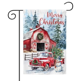 Merry Christmas Double Sided 12 x 18 Inch Yard Flag, Small garden flags for outside, Christmas Seasonal Flag for Outdoor Holiday Decorations