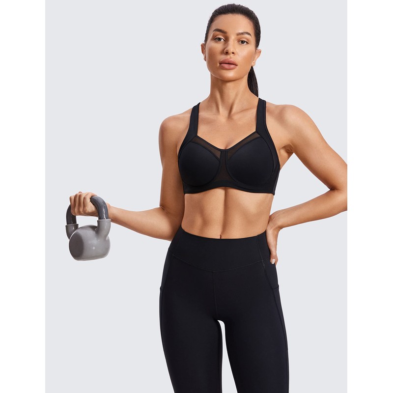 Syrokan women's high impact sports bra, racer back, with strap,