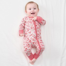 pureborn Baby Boys Girls Sleeper Viscose from Bamboo Pajamas 2-Way Zipper Snug Fit Sleepwear Pink Floral 3-6 Months