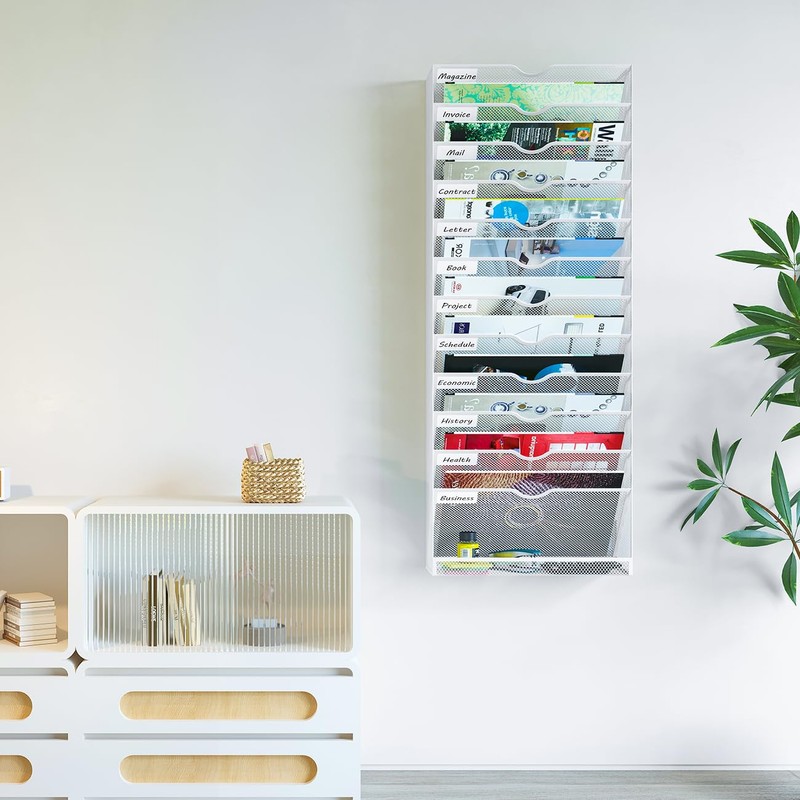 PAG-Mass Hanging Wall File Organizer,13-Tier Desk File Mail Holder, Paper